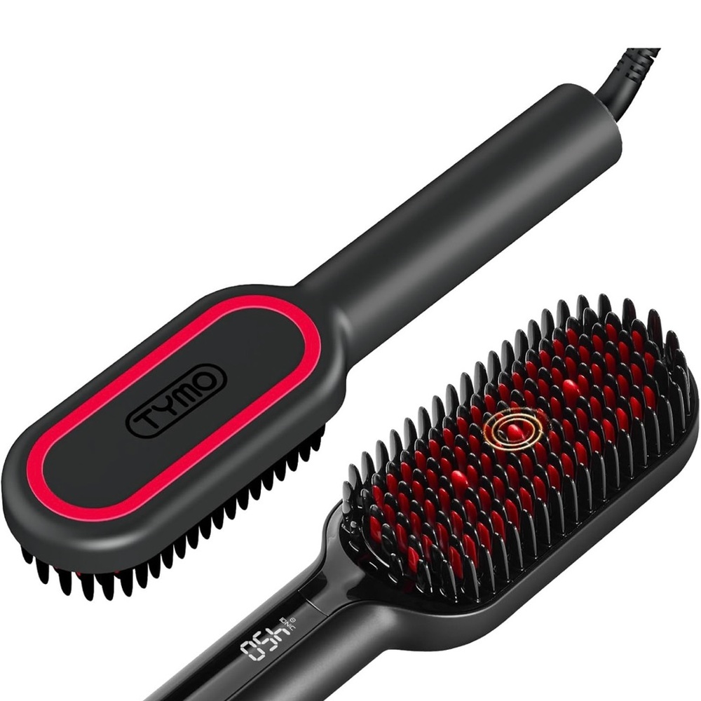NEW: TYMO Ionic Plus Hair Straightening Brush in Black and Red